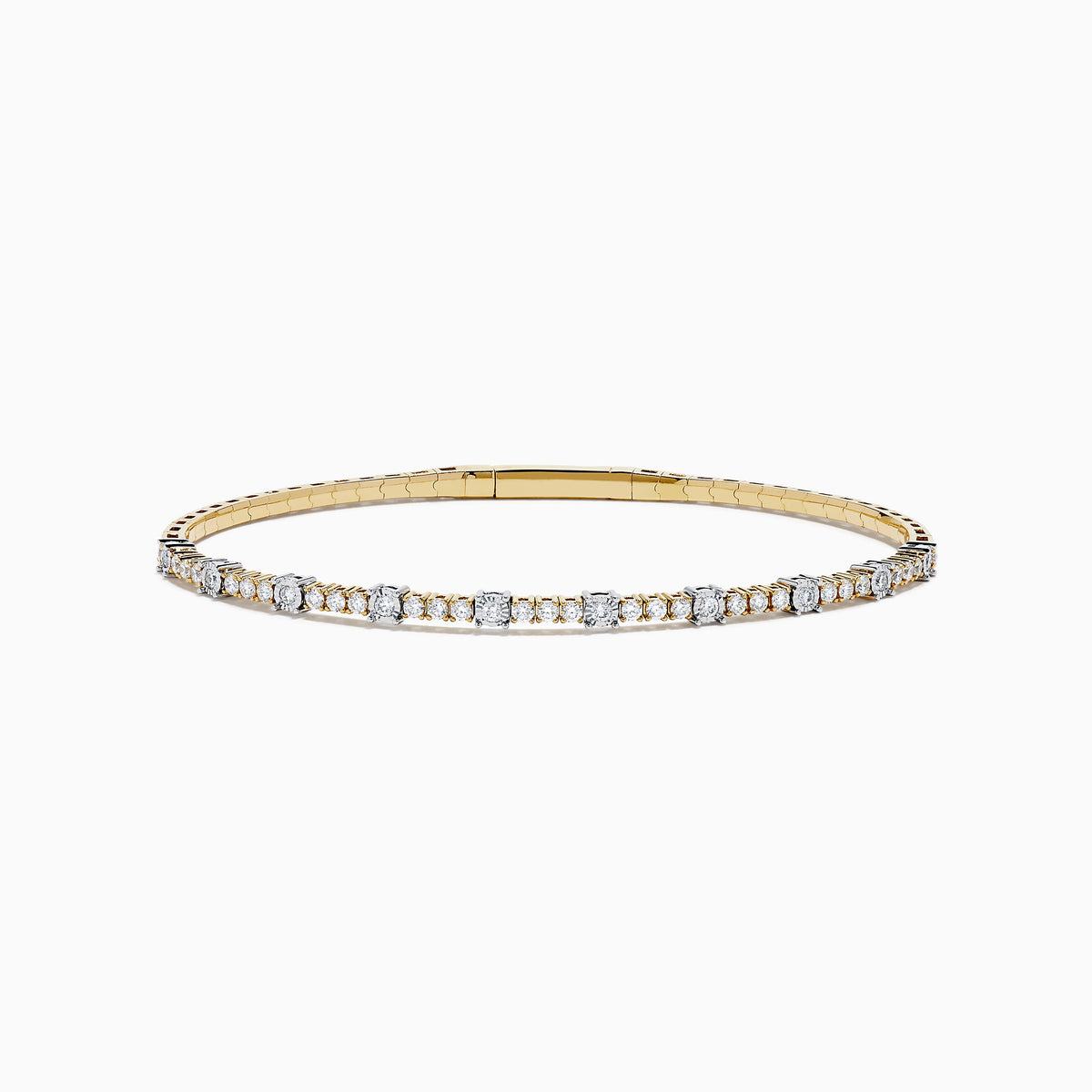 Diamond Station Flex Bangle in 14K Two Tone Gold