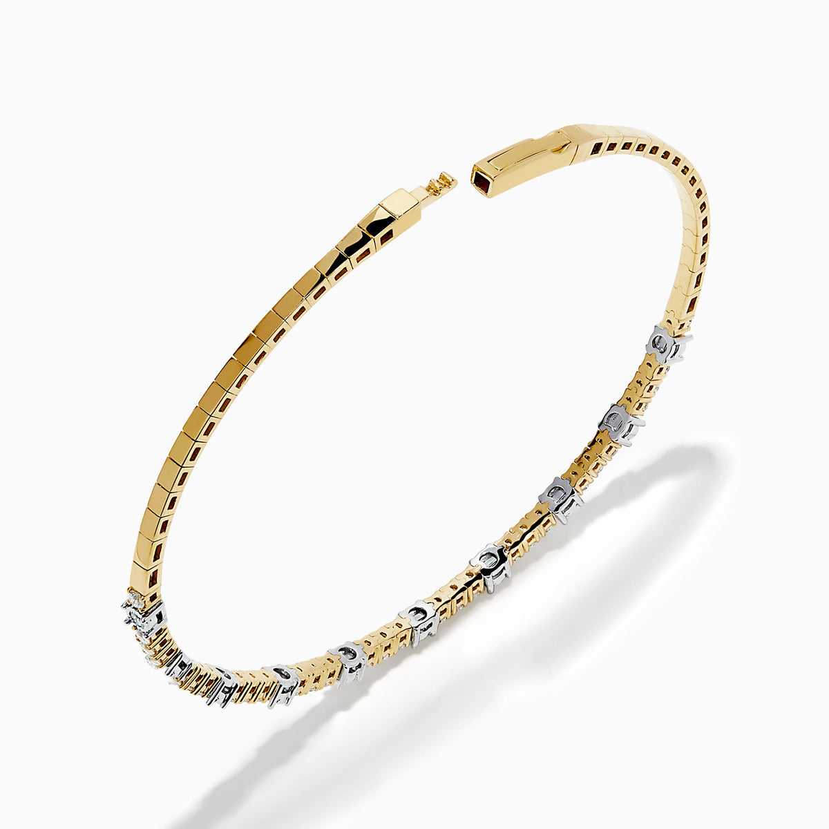 Diamond Station Flex Bangle in 14K Two Tone Gold view 2