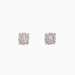 Diamond Cluster Stud Earrings in 14K Rose Gold, 0.50 ctw