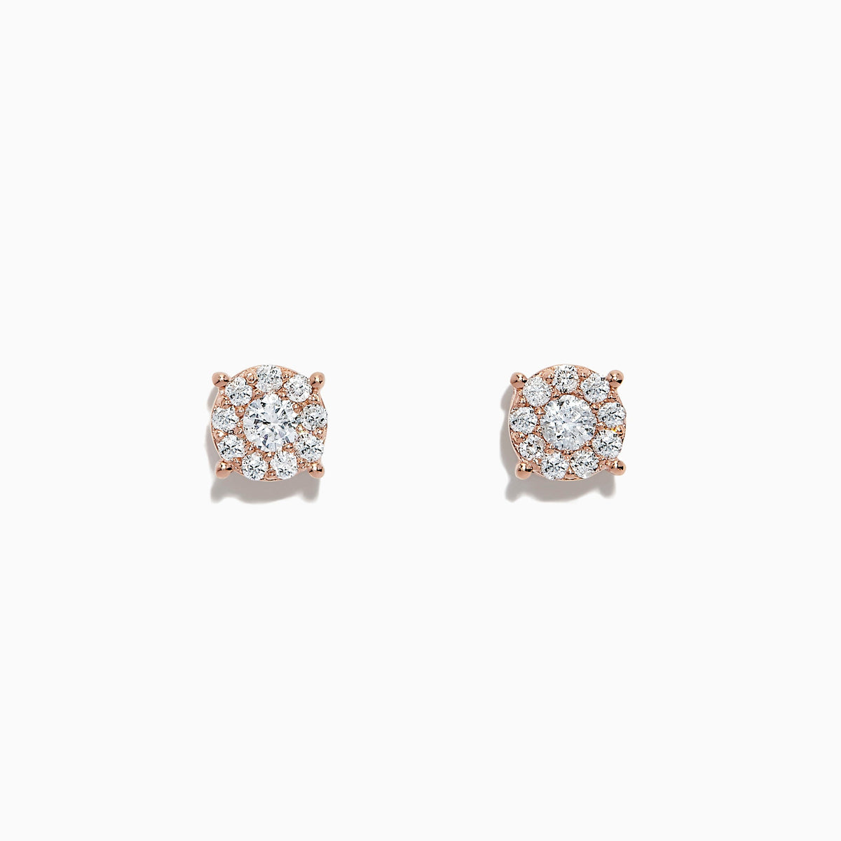 Diamond Cluster Stud Earrings in 14K Rose Gold, 0.50 ctw