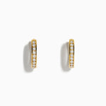 Channel Set Diamond Mini Hoop Earrings in 14K Yellow Gold