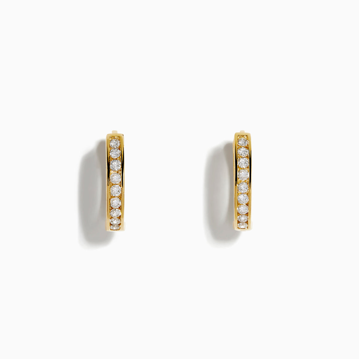 Channel Set Diamond Mini Hoop Earrings in 14K Yellow Gold