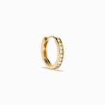 Channel Set Diamond Mini Hoop Earrings in 14K Yellow Gold view 3