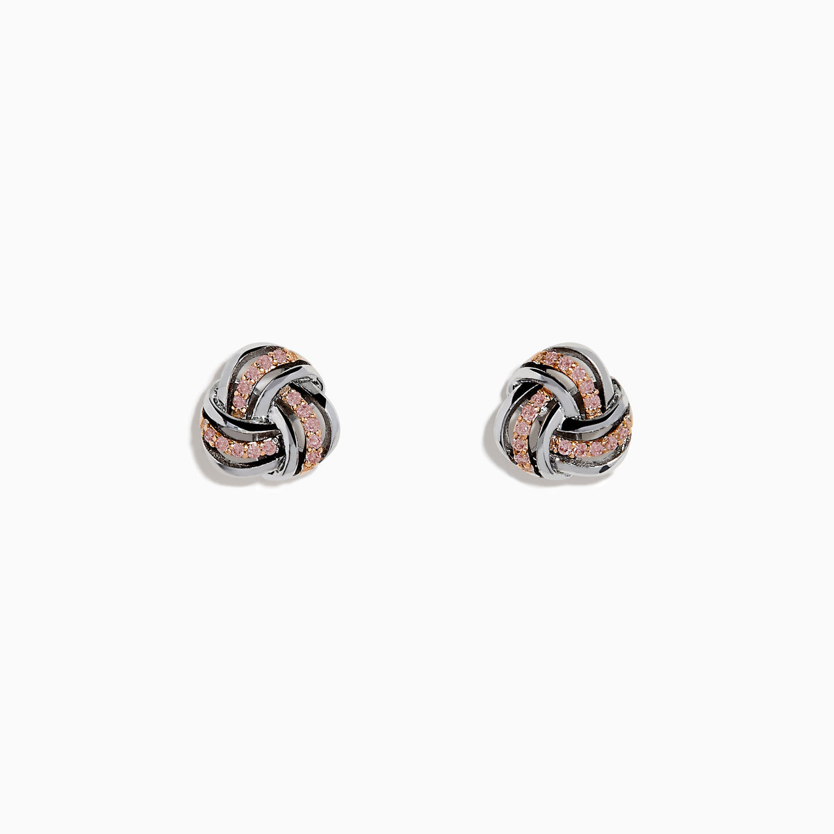 Pink Diamond Love Knot Earrings in 14K White Gold