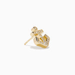 Diamond Anchor Stud Earrings in 14K Yellow Gold view 3