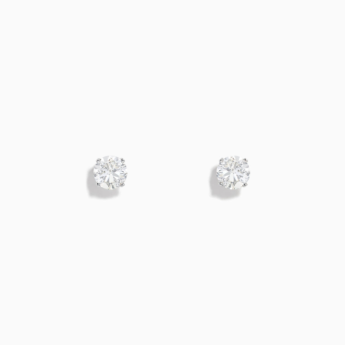 Diamond Solitaire Stud Earrings in 14K White Gold, 0.75 ctw
