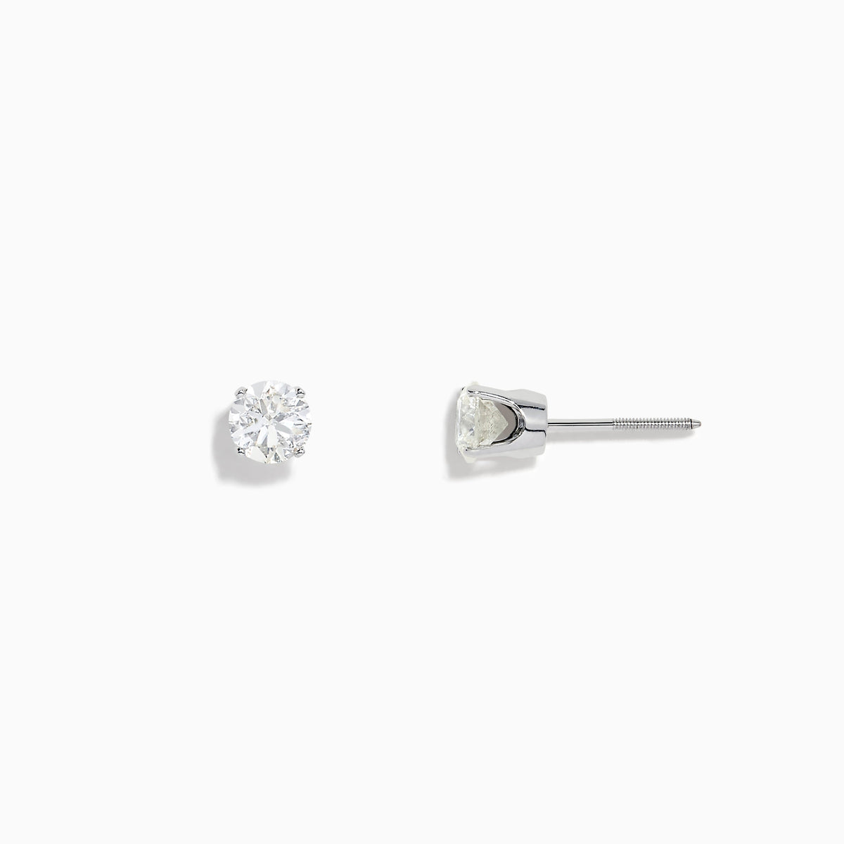 Diamond Solitaire Stud Earrings in 14K White Gold, 0.75 ctw view 2
