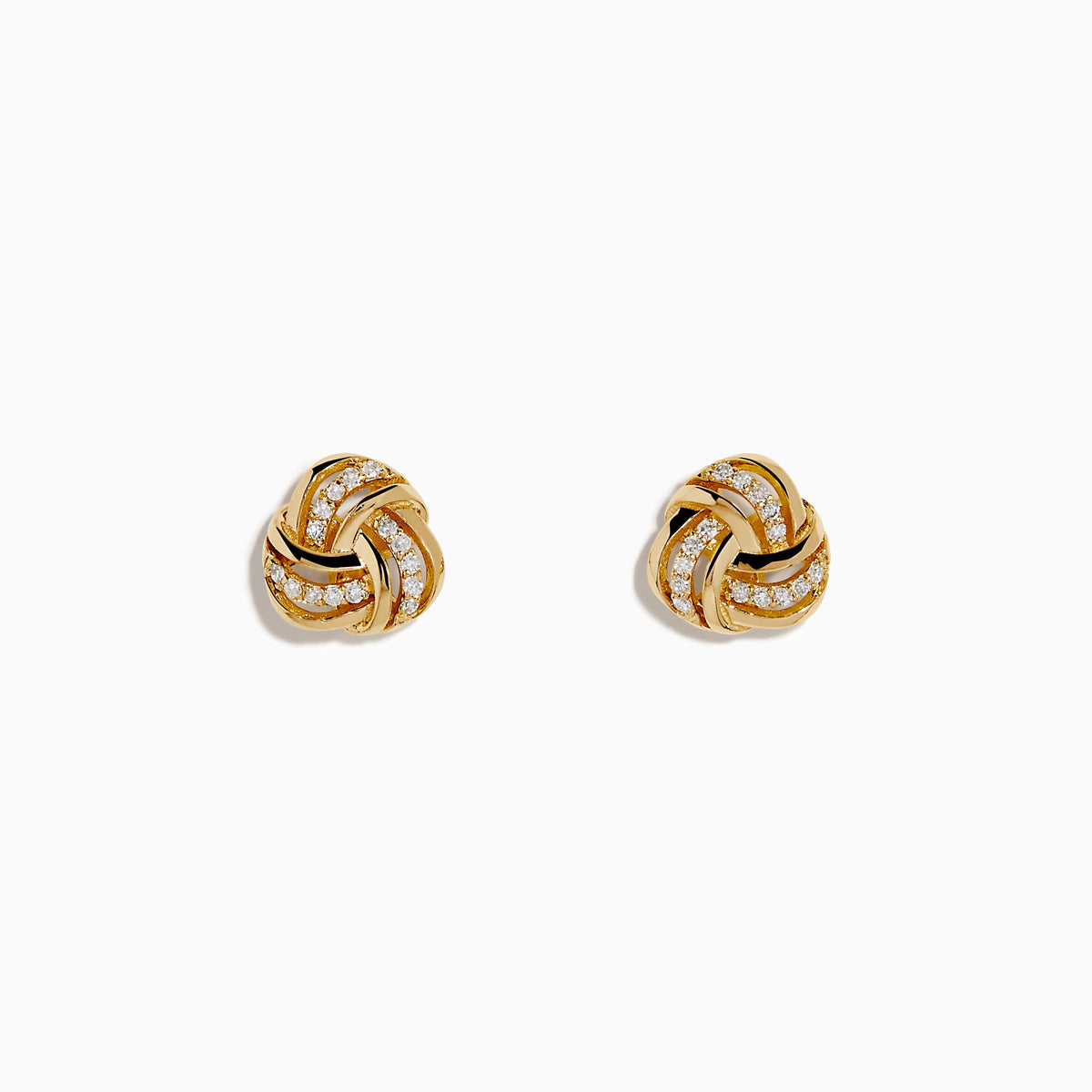 Diamond Love Knot Earrings in 14K Yellow Gold