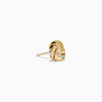 Diamond Love Knot Earrings in 14K Yellow Gold view 3