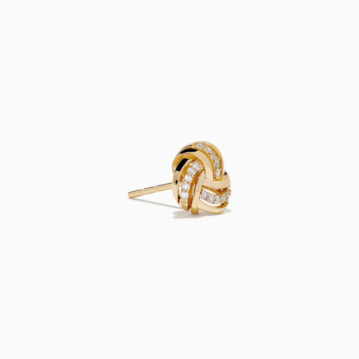Diamond Love Knot Earrings in 14K Yellow Gold view 3