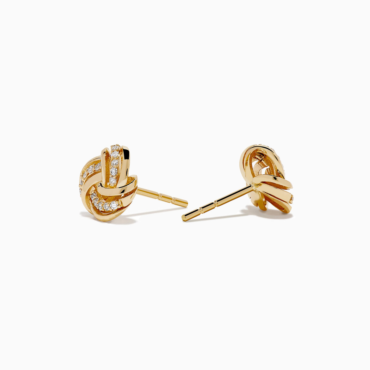 Diamond Love Knot Earrings in 14K Yellow Gold view 2