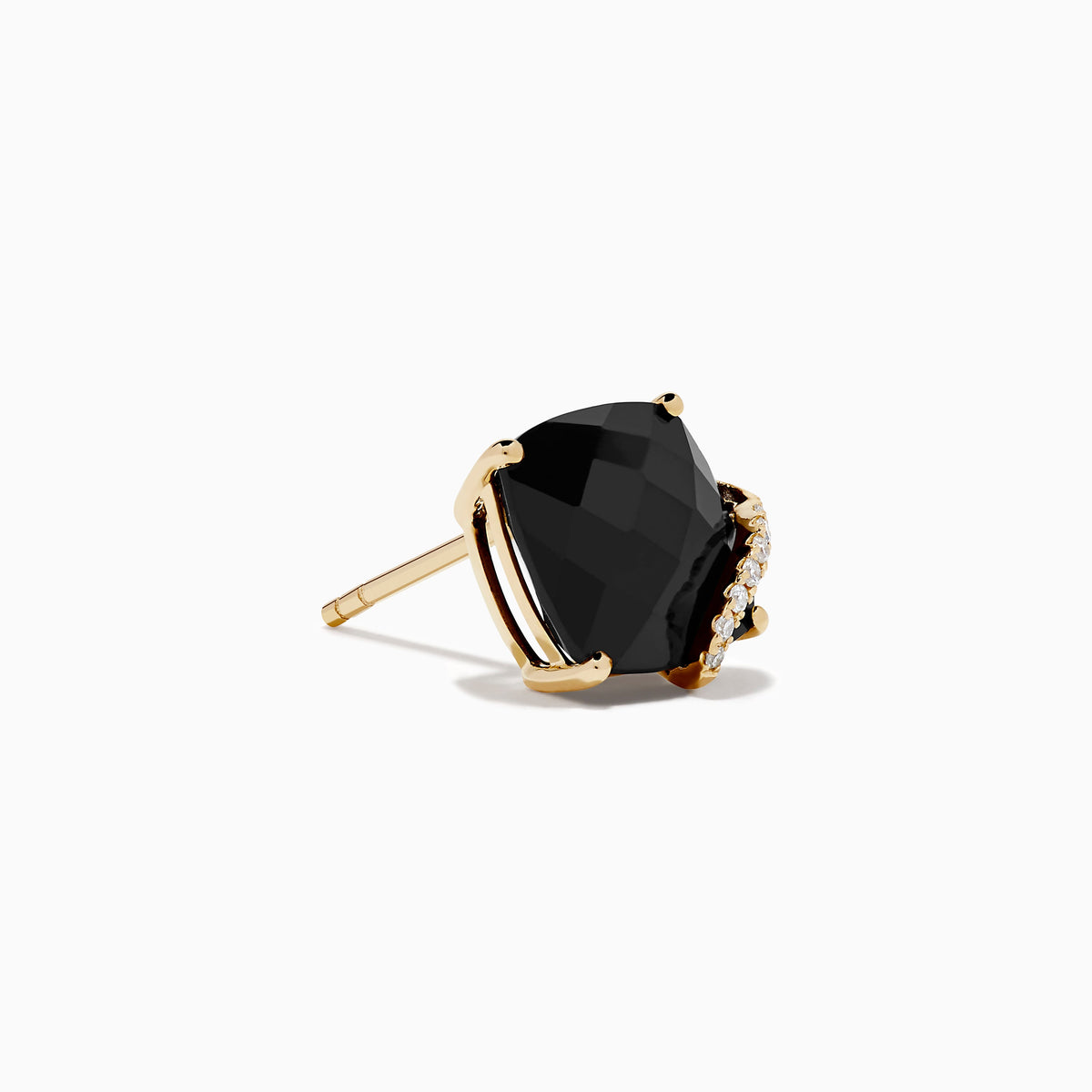 Onyx and Diamond Cushion-Cut Stud Earrings in 14K Yellow Gold view 3