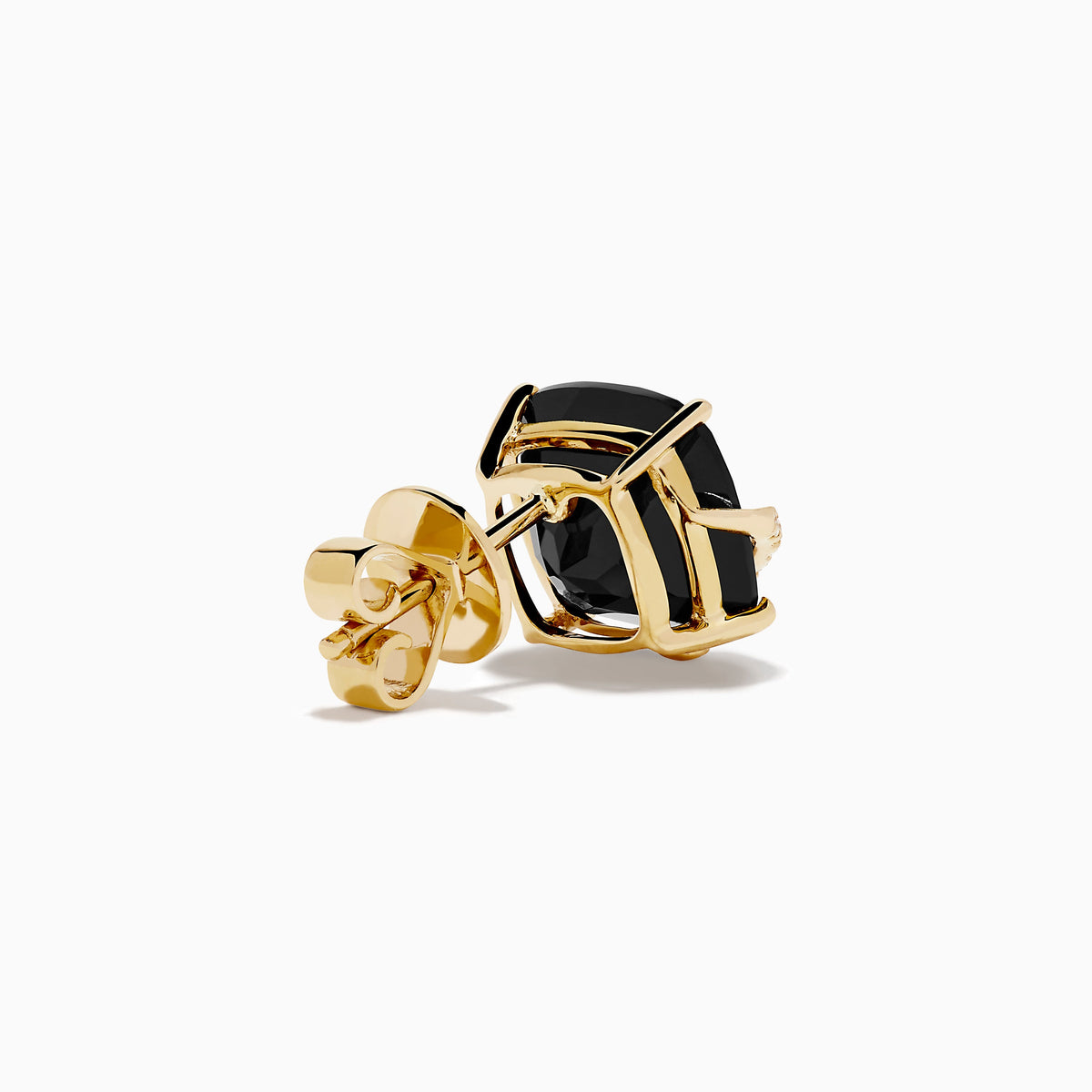 Onyx and Diamond Cushion-Cut Stud Earrings in 14K Yellow Gold view 4