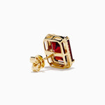 Garnet and Diamond Emerald-Cut Halo Stud Earrings in 14K Yellow Gold view 4
