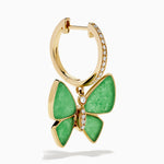 Jade and Diamond Butterfly Earrings in 14K Yellow Gold view 3
