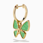 Jade and Diamond Butterfly Earrings in 14K Yellow Gold view 4