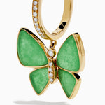 Jade and Diamond Butterfly Earrings in 14K Yellow Gold view 2