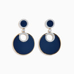 Onyx and Diamond Circular Drop Earrings in 14K Yellow Gold
