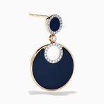 Onyx and Diamond Circular Drop Earrings in 14K Yellow Gold view 3