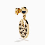 Onyx and Diamond Circular Drop Earrings in 14K Yellow Gold view 4