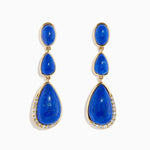 Lapis Lazuli and Diamond Triple Drop Earrings in 14K Yellow Gold