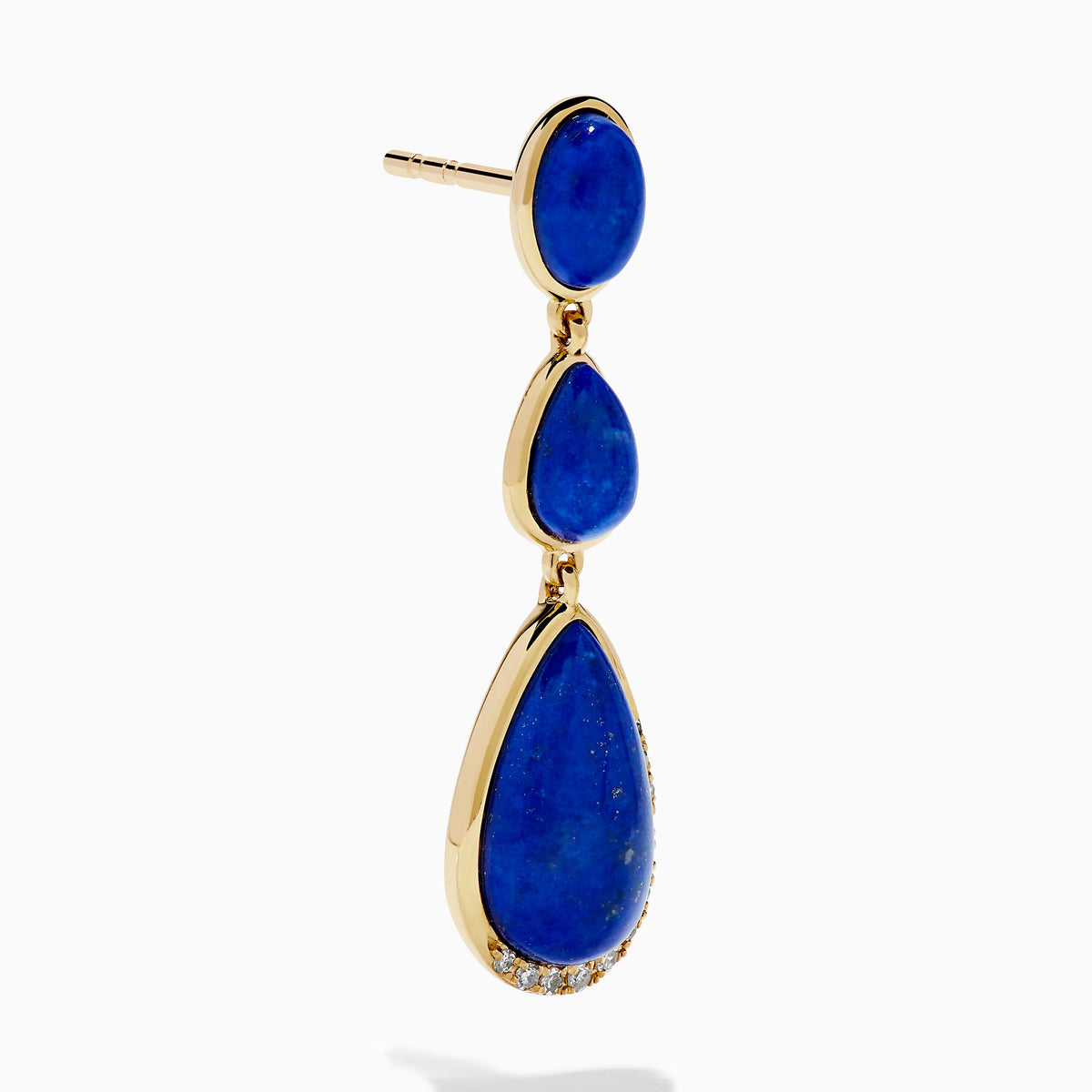 Lapis Lazuli and Diamond Triple Drop Earrings in 14K Yellow Gold view 3