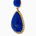Lapis Lazuli and Diamond Triple Drop Earrings in 14K Yellow Gold view 2