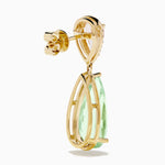 Green Amethyst, Morganite and Diamond Drop Earrings in 14K Yellow Gold view 4