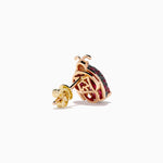 Rhodolite, Ruby and Black Diamond Ladybug Earrings in 14K Rose Gold view 4