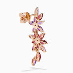 Amethyst, Rhodolite and Diamond Floral Cascade Drop Earrings in 14K Rose Gold view 4