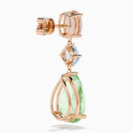 Green Amethyst, Blue Topaz and Morganite Drop Earrings in 14K Rose Gold view 4