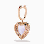 Pink Amethyst and Diamond Heart Halo Drop Earrings in 14K Rose Gold view 4