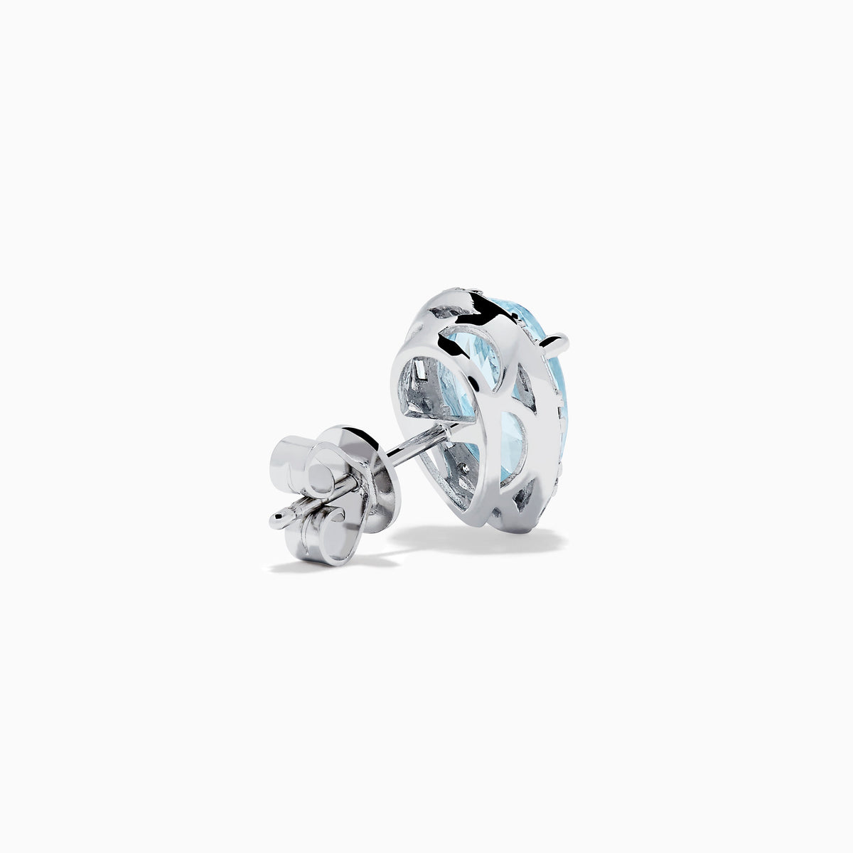 Aquamarine and Diamond Pear Halo Stud Earrings in 14K White Gold view 4