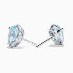 Aquamarine and Diamond Pear Halo Stud Earrings in 14K White Gold view 2