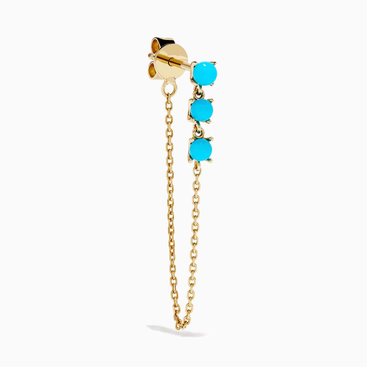 Cabochon Turquoise Drop Chain Earrings in 14K Yellow Gold view 3