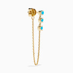 Cabochon Turquoise Drop Chain Earrings in 14K Yellow Gold view 4