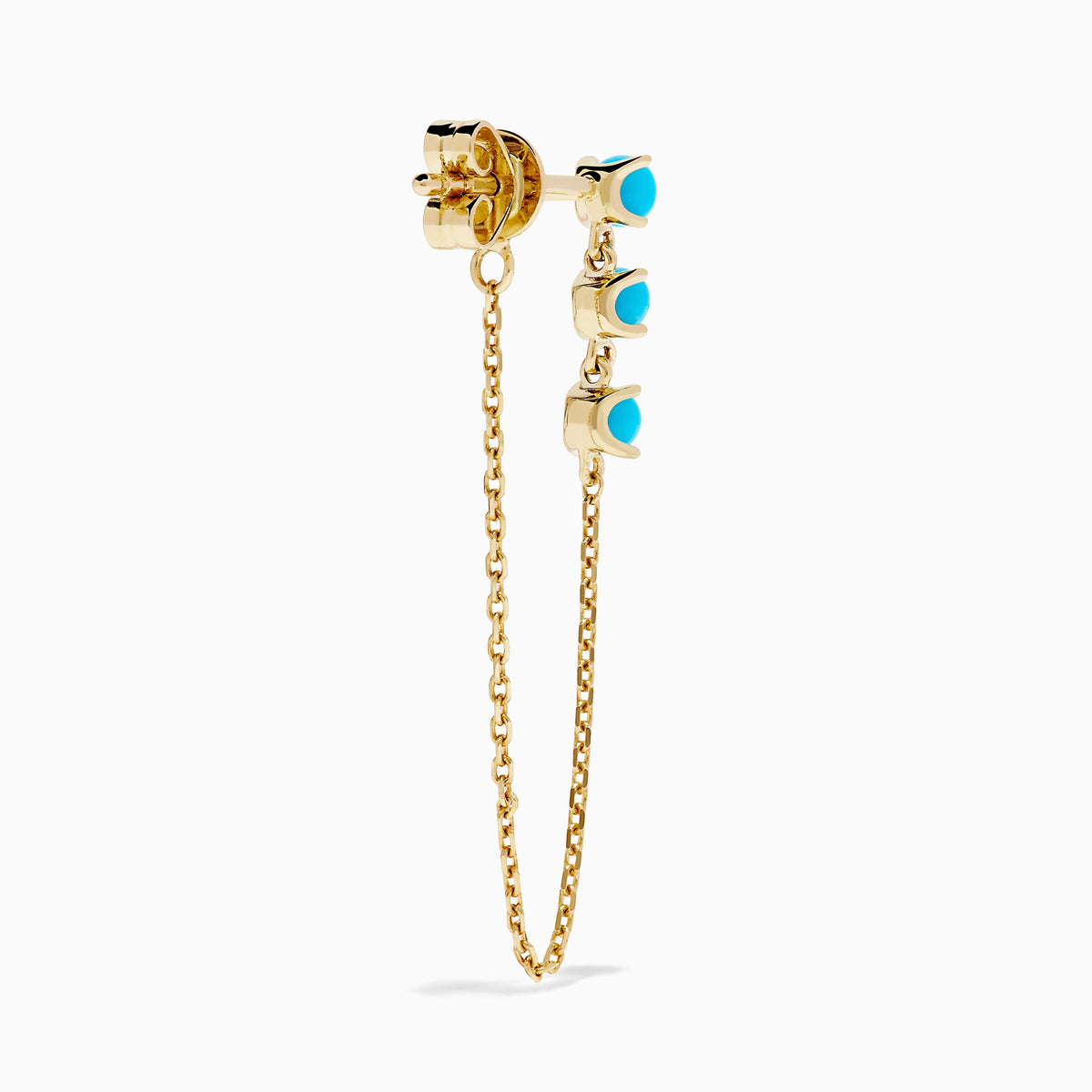 Cabochon Turquoise Drop Chain Earrings in 14K Yellow Gold view 4