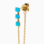 Cabochon Turquoise Drop Chain Earrings in 14K Yellow Gold view 2