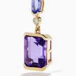 Amethyst, Tanzanite and Diamond Drop Earrings in 14K Yellow Gold view 2