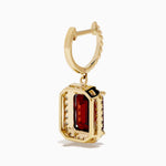 Garnet and Diamond Earrings in 14K Yellow Gold view 4