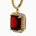 Garnet and Diamond Earrings in 14K Yellow Gold view 2