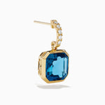 Blue Topaz and Diamond Bezel-Set Drop Earrings in 14K Yellow Gold view 3