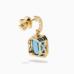 Blue Topaz and Diamond Bezel-Set Drop Earrings in 14K Yellow Gold view 4