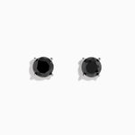 Black Diamond 4.00ct Solitaire Stud Earrings in 14K White Gold