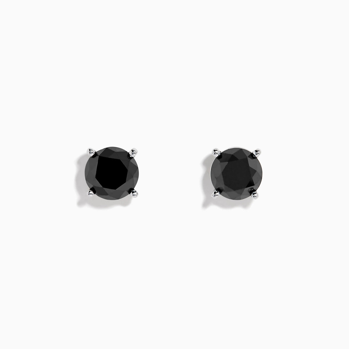 Black Diamond 4.00ct Solitaire Stud Earrings in 14K White Gold