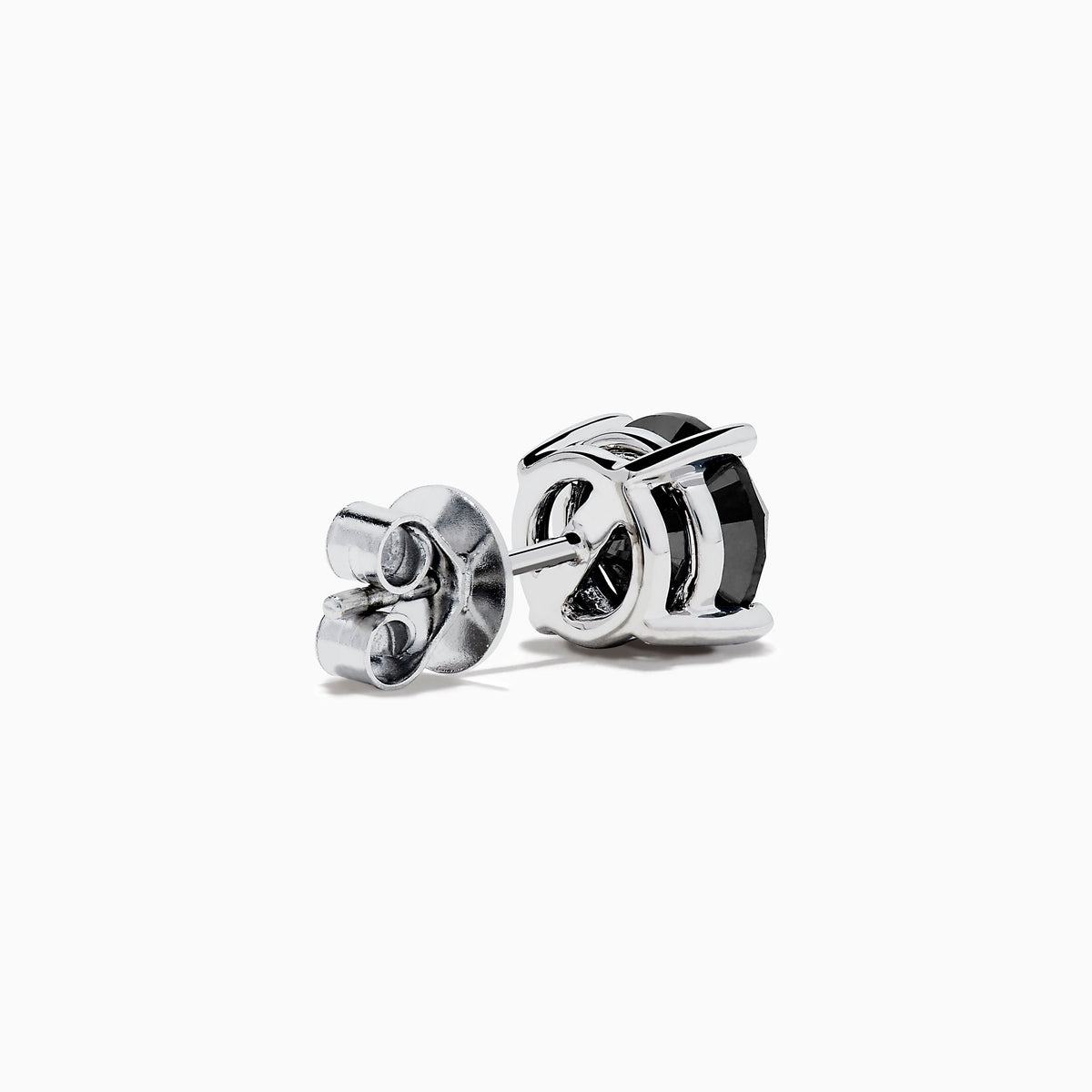 Black Diamond 4.00ct Solitaire Stud Earrings in 14K White Gold view 4