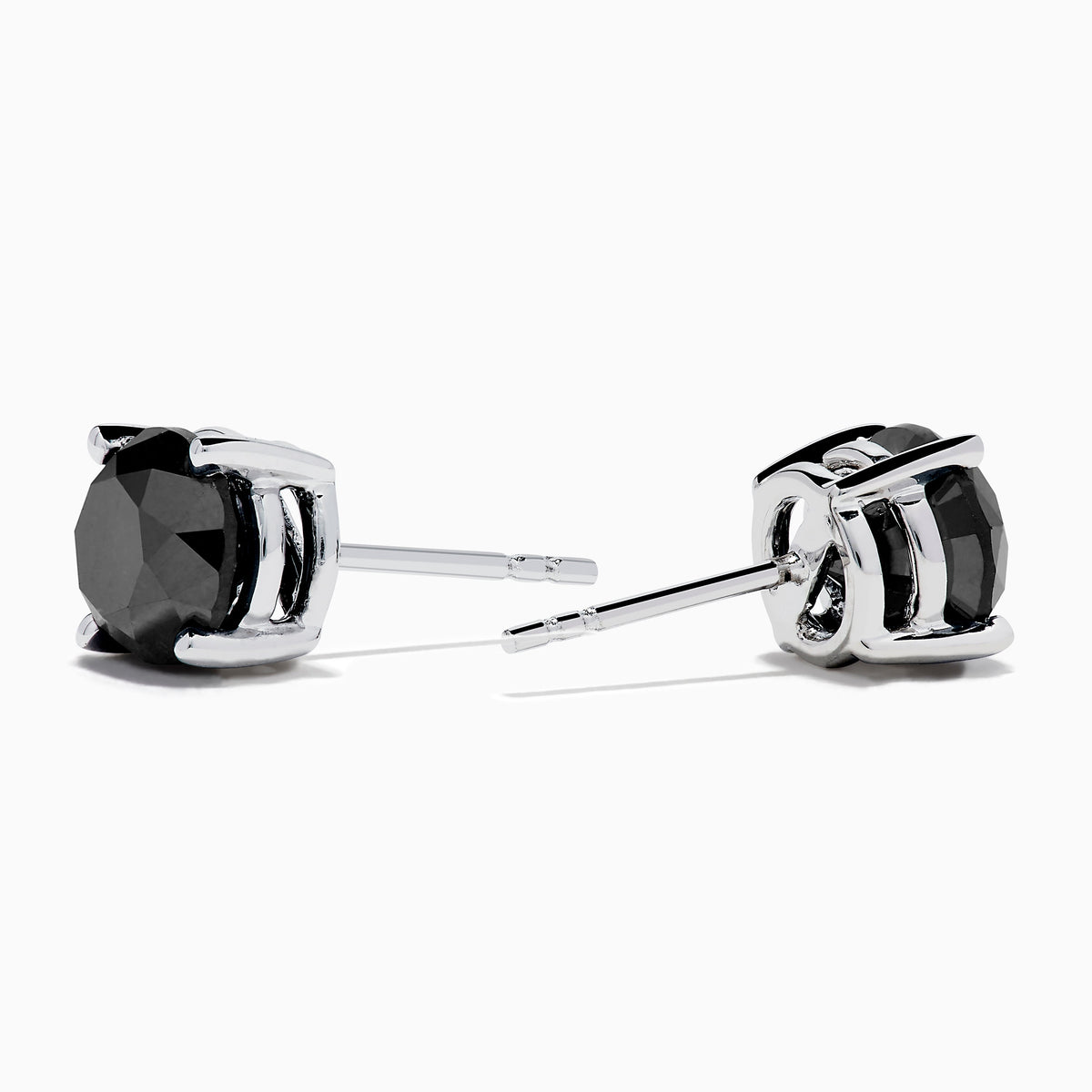 Black Diamond 4.00ct Solitaire Stud Earrings in 14K White Gold view 2