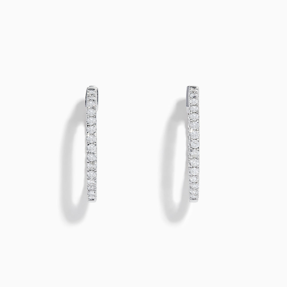 3/4" Diamond Hoop Earrings in 14K White Gold