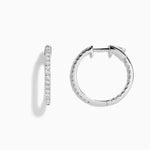 3/4" Diamond Hoop Earrings in 14K White Gold view 2