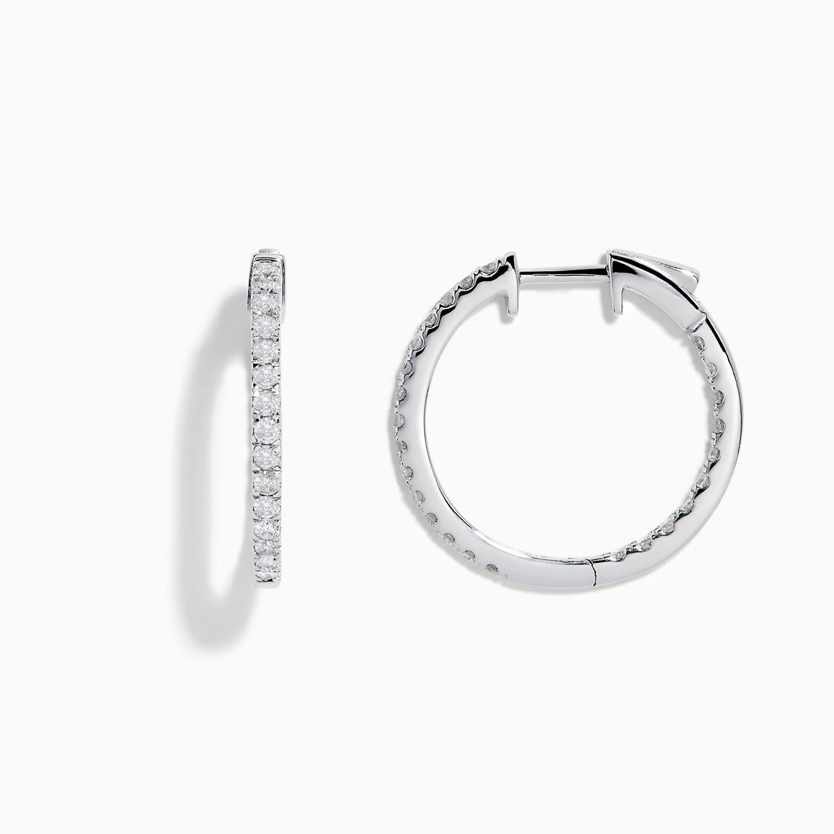 3/4" Diamond Hoop Earrings in 14K White Gold view 2